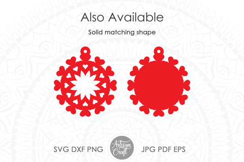 Heart earrings SVG showing heart Mandala SVG Artisan Craft SVG 