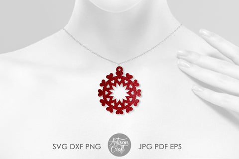 Heart earrings SVG showing heart Mandala SVG Artisan Craft SVG 