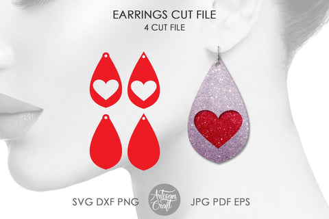 Heart earrings SVG, teardrop SVG SVG Artisan Craft SVG 