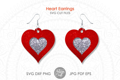 Heart earrings SVG, Valentine Earrings SVG SVG Artisan Craft SVG 