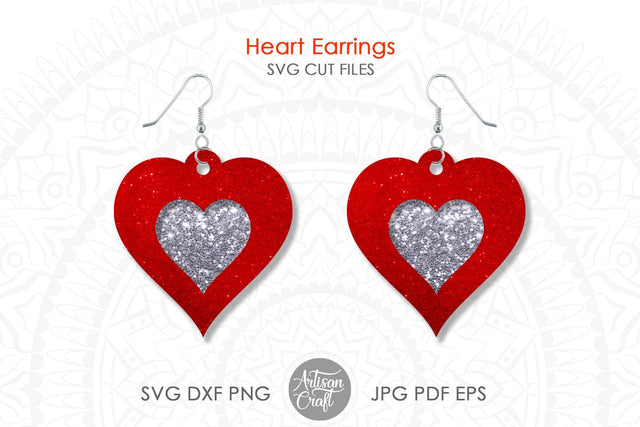 Heart earrings SVG, Valentine Earrings SVG SVG Artisan Craft SVG 