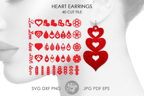 Heart earrings SVG, Valentines earrings, SVG cut files SVG Artisan Craft SVG 