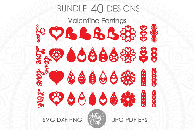 Heart earrings SVG, Valentines earrings, SVG cut files SVG Artisan Craft SVG 