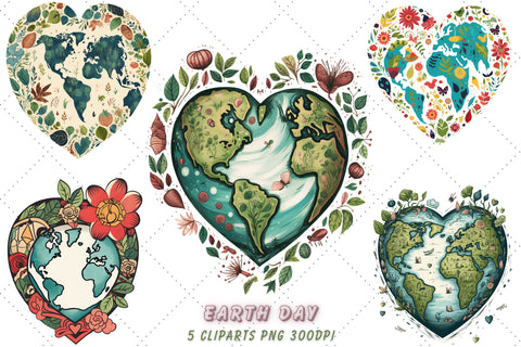 Heart Earth Day Sublimation Clipart Bundle, Sublimation, Earth Day Sublimation FloridPrintables 