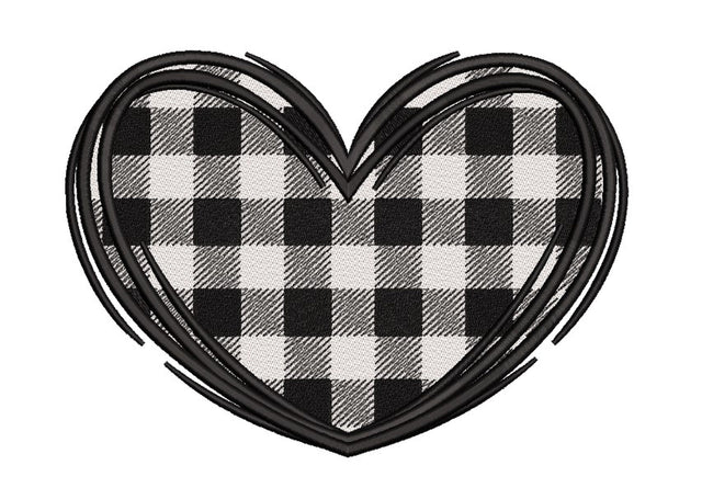 Heart Embroidery Design, Buffalo Plaid Embroidery design, 3 sizes, Instant Download Embroidery/Applique DESIGNS Nino Nadaraia 
