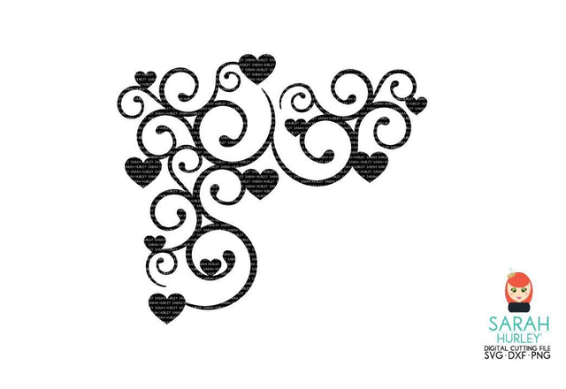 Heart Flourish Corner SVG Sarah Hurley 