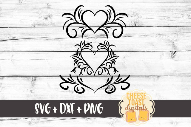 Heart Flourish - Set of 3 SVG Cheese Toast Digitals 