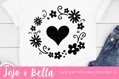 Heart Flower Wreath svg, Valentines Wreath svg, Valentines Day Svg, Heart svg, Love Wreath svg, Love heart svg, flower svg SVG Jojo&Bella 