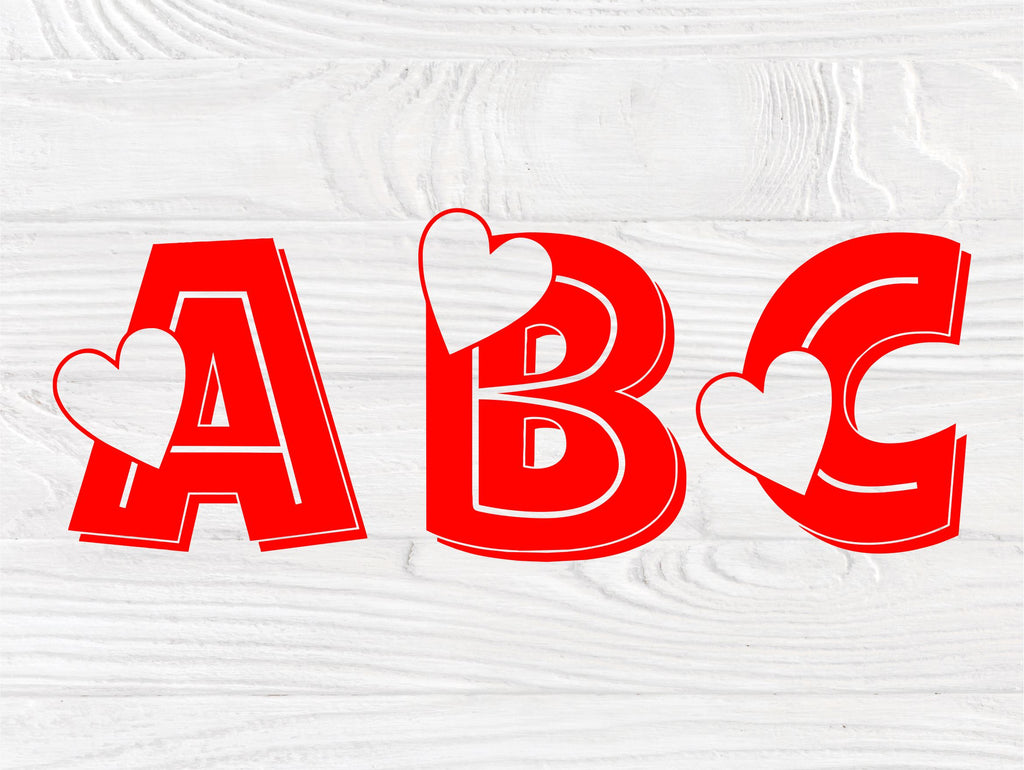 Heart Font SVG, Valentines Alphabet Svg Cut Files - So Fontsy