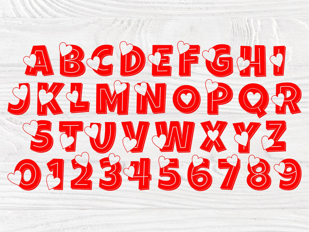 Heart Font SVG, Valentines Alphabet Svg Cut Files - So Fontsy