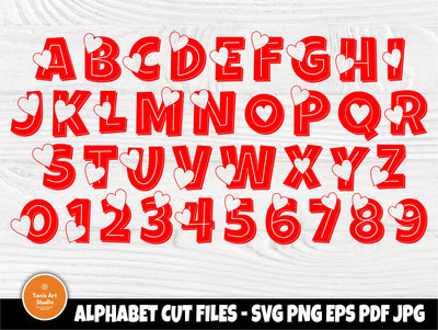 Heart Font SVG, Valentines Alphabet Svg Cut Files SVG TonisArtStudio 