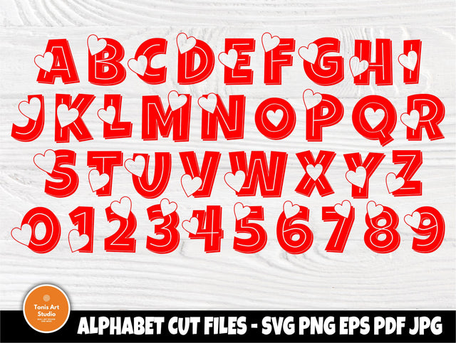 Heart Font SVG, Valentines Alphabet Svg Cut Files SVG TonisArtStudio 