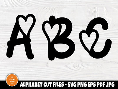 Heart Font SVG | Valentines Alphabet Svg | Font Cut Files | Love Svg | Heart Letters and Numbers | Svg Files for Cricut | Heart Monogram Svg SVG TonisArtStudio 