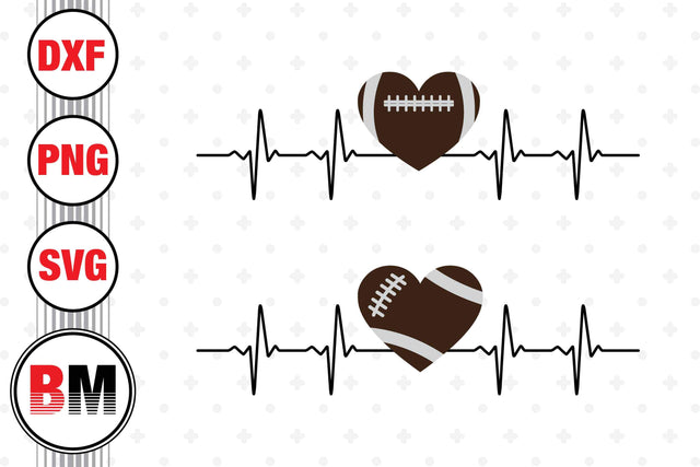 Heart Football Heartbeat SVG, PNG, DXF Files SVG BMDesign 