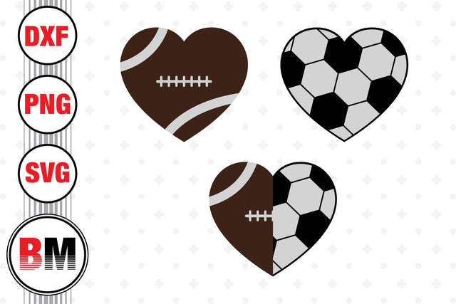 Heart Football Soccer SVG, PNG, DXF Files SVG BMDesign 
