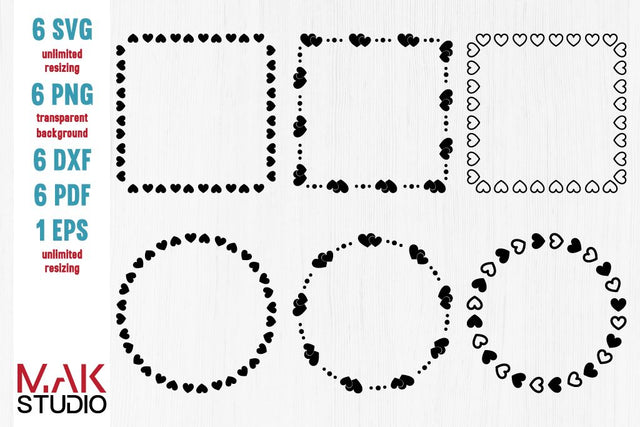 Heart frame svg, Heart frame svg files, Heart frame svg bundle, Heart frame bundle svg, Heart border svg SVG MAKStudion 