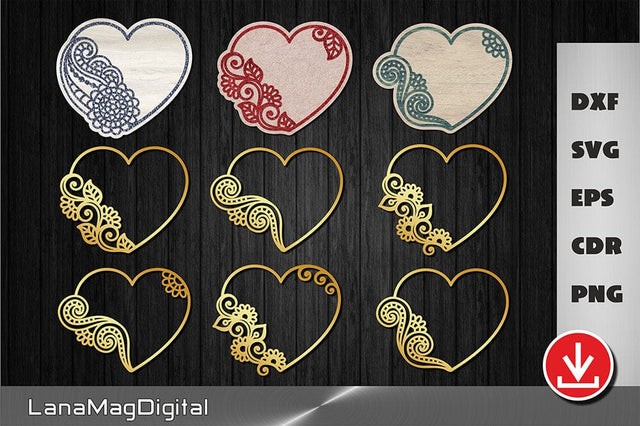 Heart frame svg, Wedding cake topper svg, Valentine day gift SVG LanaMagDigital 