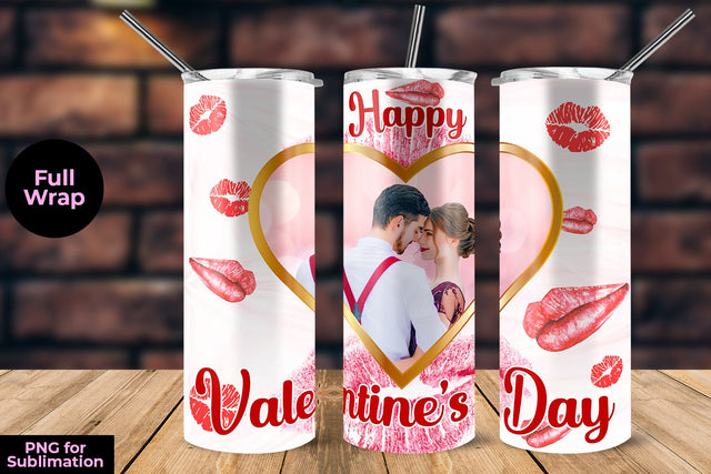 Heart Frame Valentines Day Lips Design Tumbler Sublimation Template 20 oz Sublimation Sublimatiz Designs 