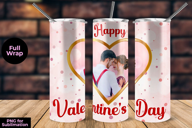 Heart Frame Valentines Day Pink Dots Tumbler Sublimation Template Sublimation Sublimatiz Designs 