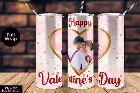 Heart Frame Valentines Day Pink Dots Tumbler Sublimation Template Sublimation Sublimatiz Designs 