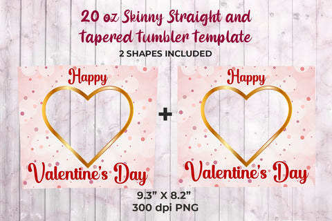 Heart Frame Valentines Day Pink Dots Tumbler Sublimation Template Sublimation Sublimatiz Designs 