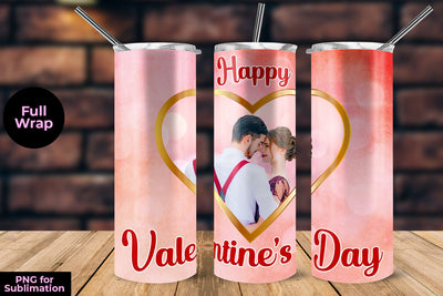 Heart Frame Valentines Day Pink Watercolor Tumbler Sublimation Template Sublimation Sublimatiz Designs 