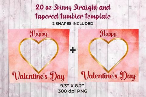 Heart Frame Valentines Day Pink Watercolor Tumbler Sublimation Template Sublimation Sublimatiz Designs 