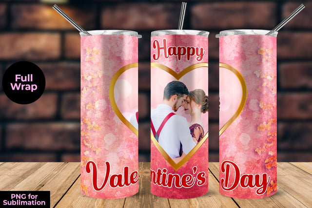 Heart Frame Valentines Day Watercolor Design Tumbler Sublimation Template Sublimation Sublimatiz Designs 