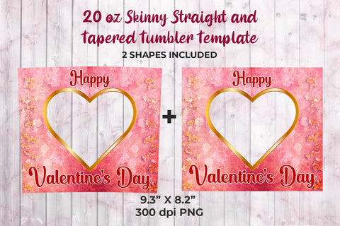 Heart Frame Valentines Day Watercolor Design Tumbler Sublimation Template Sublimation Sublimatiz Designs 