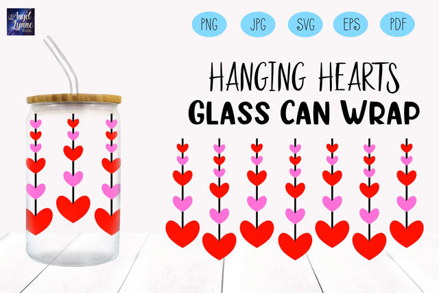 Heart Glass Wrap | Valentines Day Libbey Glass Wrap SVG Angel Lynne Designs 