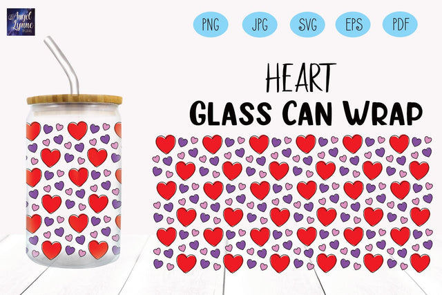 Heart Glass Wrap | Valentines Day Libbey Glass Wrap SVG Angel Lynne Designs 