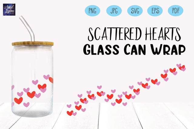 Heart Glass Wrap | Valentines Day Libbey Glass Wrap SVG Angel Lynne Designs 