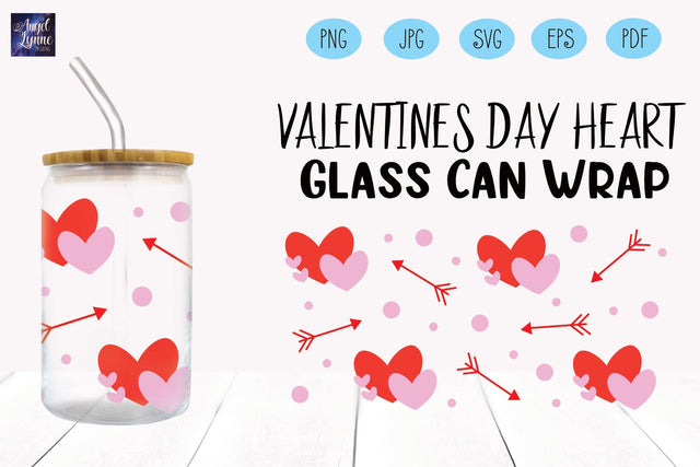 Heart Glass Wrap | Valentines Day Libbey Glass Wrap SVG Angel Lynne Designs 