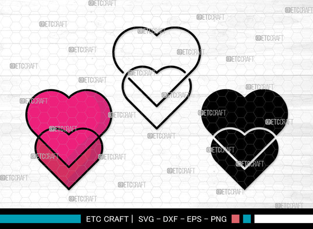 Heart Icons Color, Heart Svg, Valentine Svg, Hearts, Double-Hearts, Heart Bundle, Icon Bundle, Svg Cut File, Dxf, Eps, Png, SVG ETC Craft 