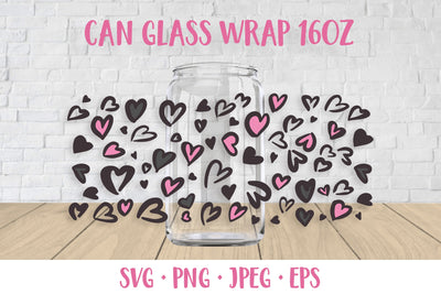 Heart leopard can glass wrap SVG. Valentines can glass SVG LaBelezoka 