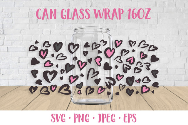 Heart leopard can glass wrap SVG. Valentines can glass SVG LaBelezoka 