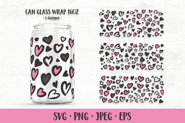 Heart leopard can glass wrap SVG. Valentines glass can SVG LaBelezoka 