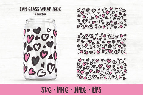 Heart leopard can glass wrap SVG. Valentines glass can SVG LaBelezoka 