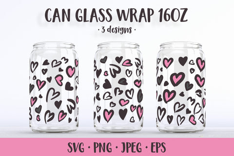 Heart leopard can glass wrap SVG. Valentines glass can SVG LaBelezoka 