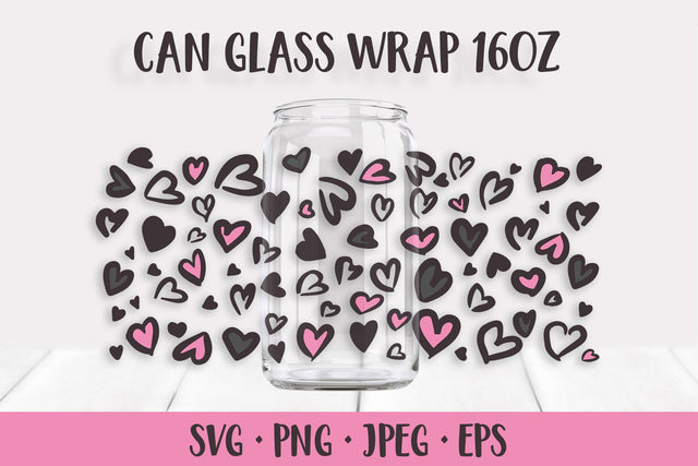 Heart leopard glass can wrap template SVG. Beer glass SVG LaBelezoka 