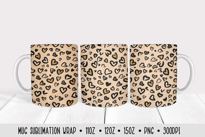 Heart Leopard Mug Sublimation Design. Valentines Mug Wrap. Sublimation Vera Fedorova 