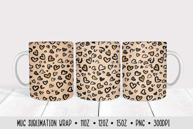 Heart Leopard Mug Sublimation Design. Valentines Mug Wrap. Sublimation Vera Fedorova 