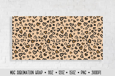 Heart Leopard Mug Sublimation Design. Valentines Mug Wrap. Sublimation Vera Fedorova 