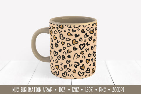 Heart Leopard Mug Sublimation Design. Valentines Mug Wrap. Sublimation Vera Fedorova 