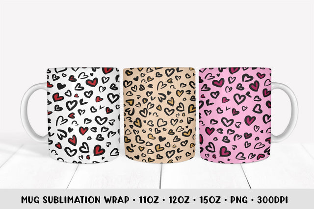 Heart Leopard Mug Sublimation Wrap 3 Designs Sublimation LaBelezoka 