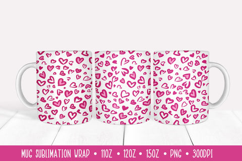 Heart Leopard Mug Sublimation Wrap. Valentine Day Mug Sublimation Vera Fedorova 