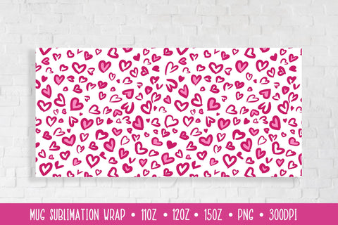 Heart Leopard Mug Sublimation Wrap. Valentine Day Mug Sublimation Vera Fedorova 