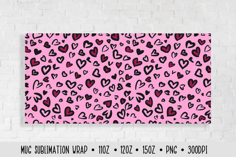 Heart Leopard Mug Sublimation Wrap. Valentine Day Mug Sublimation Vera Fedorova 