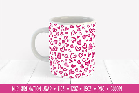 Heart Leopard Mug Sublimation Wrap. Valentine Day Mug Sublimation Vera Fedorova 
