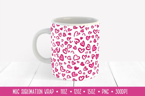 Heart Leopard Mug Sublimation Wrap. Valentine Day Mugs Sublimation LaBelezoka 